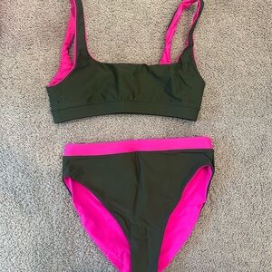 Anthropologie Pink and Green Sporty Bikini